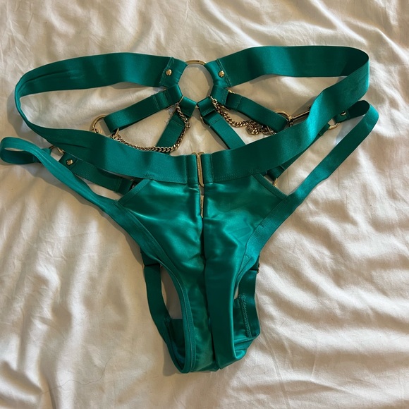 Honey Birdette kukuro jade full set - bra 34DD panties and suspenders M - Picture 4 of 8